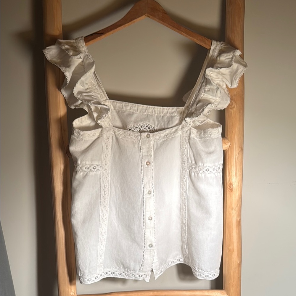 Sezane White Lace Detail Blouse - Picture 3 of 4